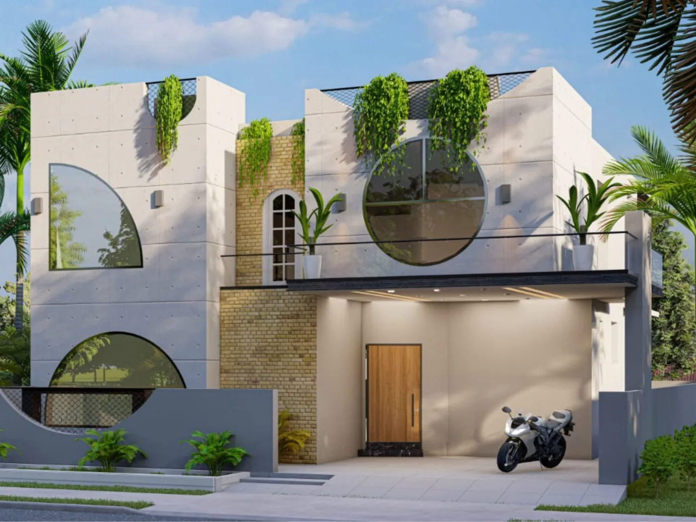 Contemporary exterior renovation 3D render
