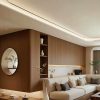 Fluted moon-mirror lounge – Natural Oak & Ivory – Grand Design International interior design concept 2027