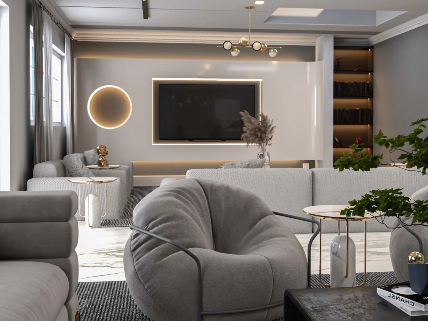 Luxury living room 3D interior design by Grand Designs International