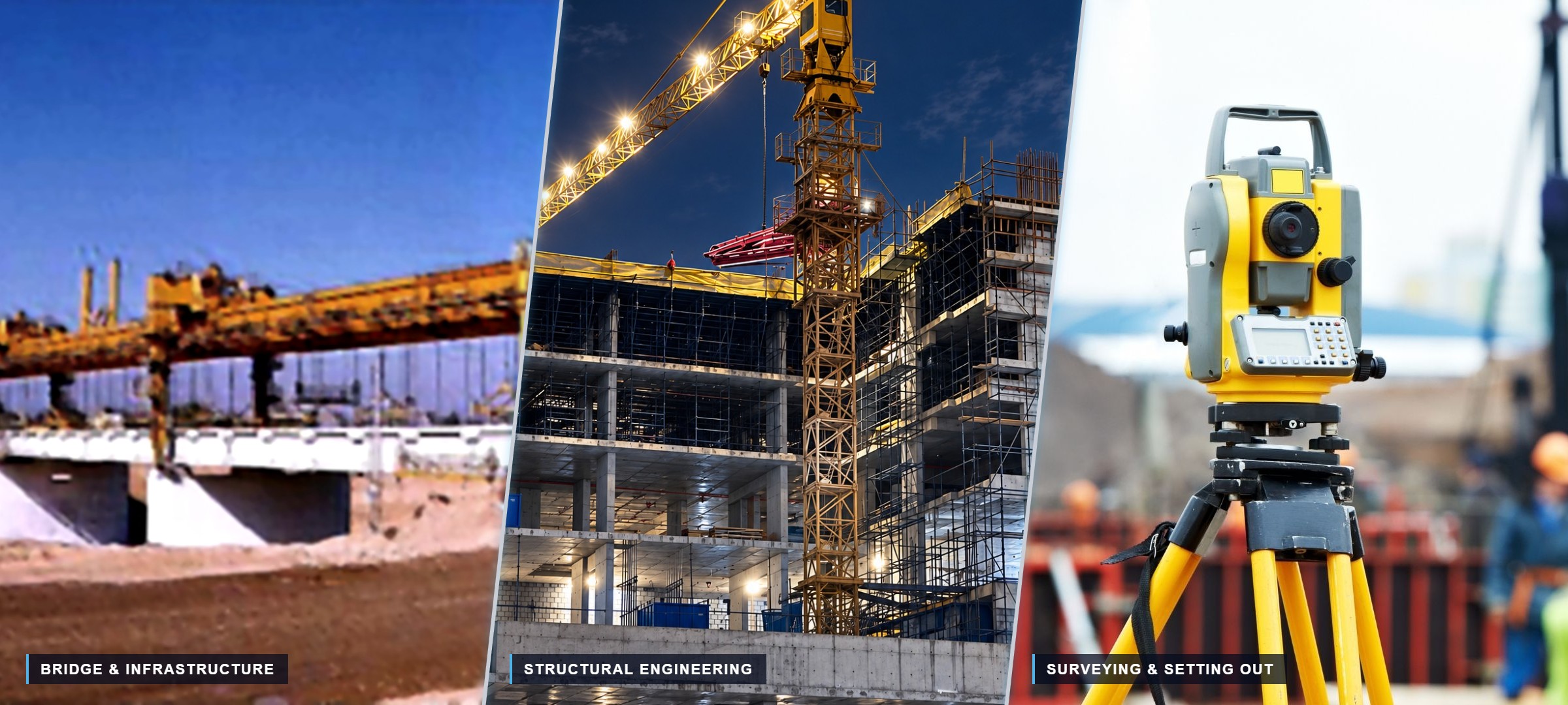 Civil engineering projects: bridge and infrastructure works, multi-storey structural frame and site surveying by Grand Designs International