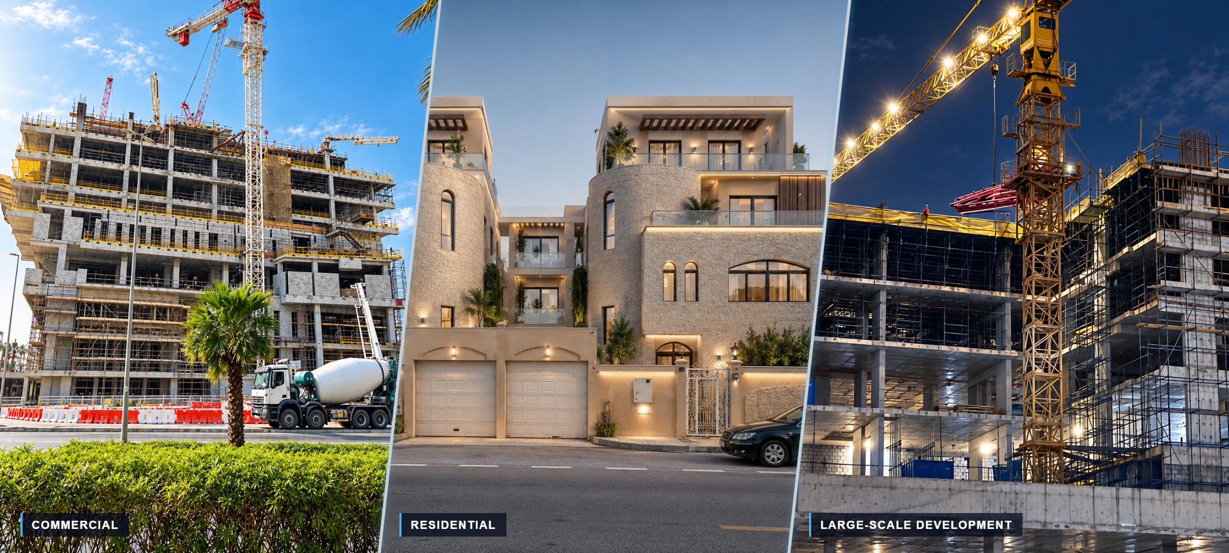 Commercial, residential and large-scale development construction projects