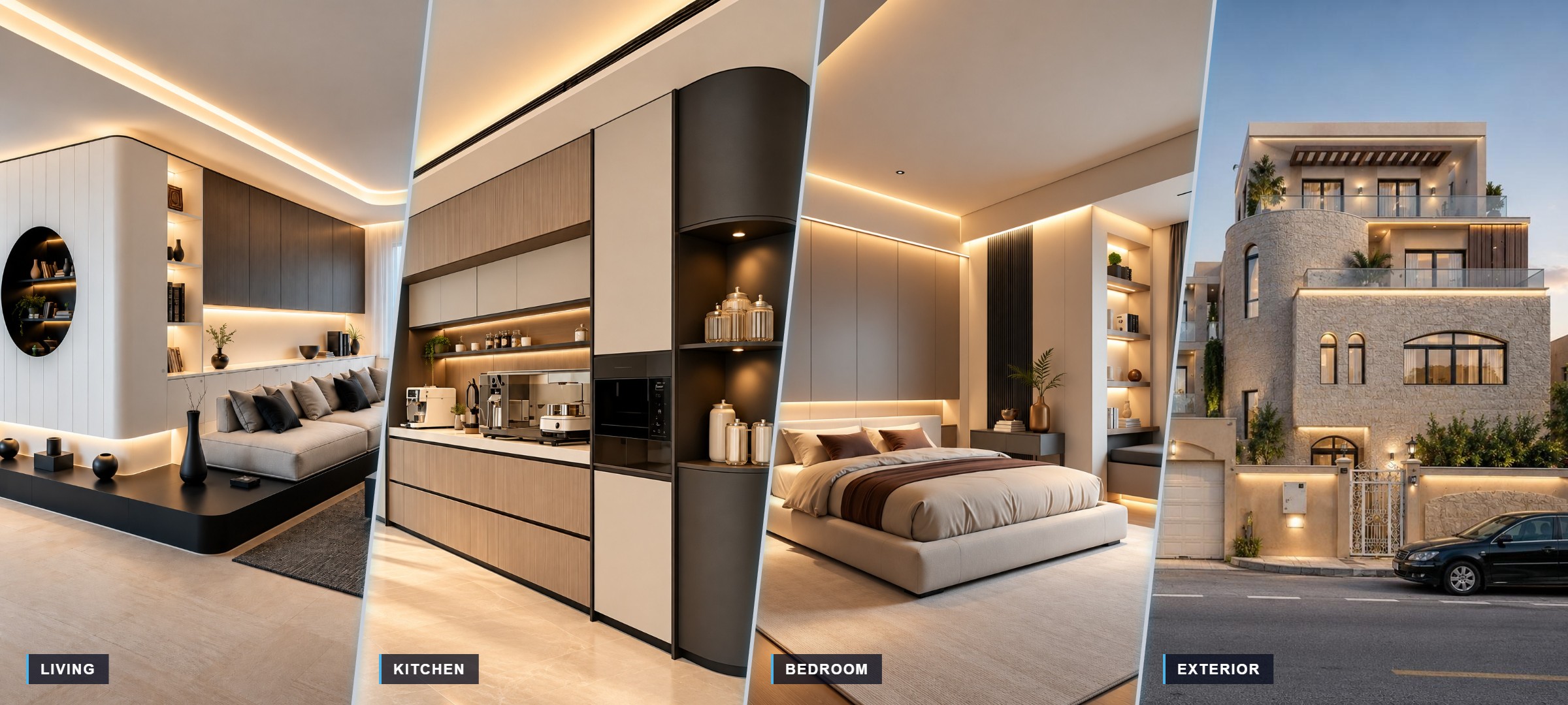 Interior and exterior design – living, kitchen, bedroom and facade by Grand Designs International